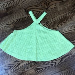 Yellow eyelet high neck tank